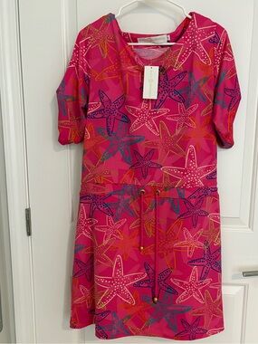 Tracy Negoshian Pink Starfish Print Dress NWT
